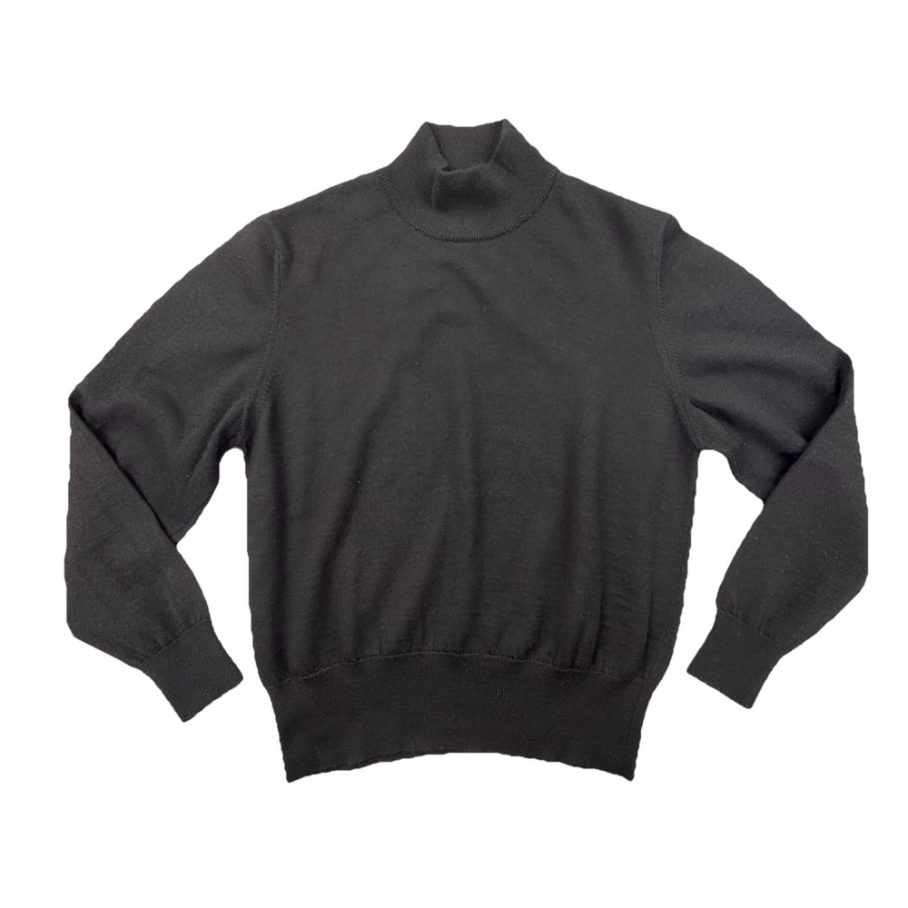 Rodier France Black Mock Neck Wool Blend Sweater Classic Knit‎ Pullover